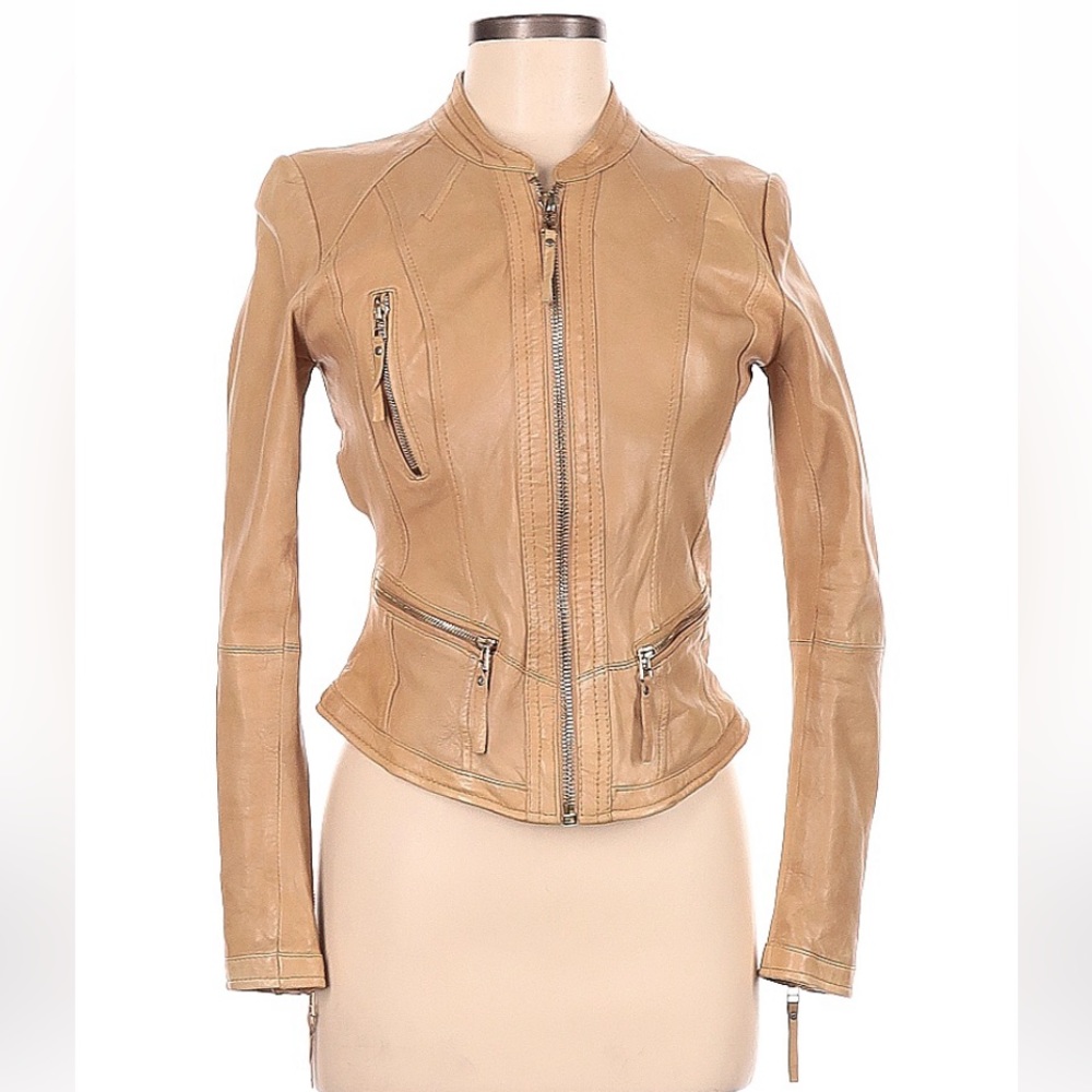 Tan bershka leather jacket